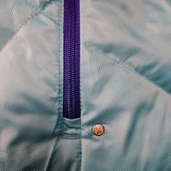 Spyder ThermaWeb Jacket Womens Large Aqua Puffer Performance Full Zip Storm Flap - Picture 11 of 12
